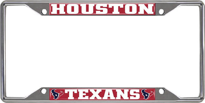 Houston Texans Metal License Plate Frame Chrome Tag Cover 6x12 Inch