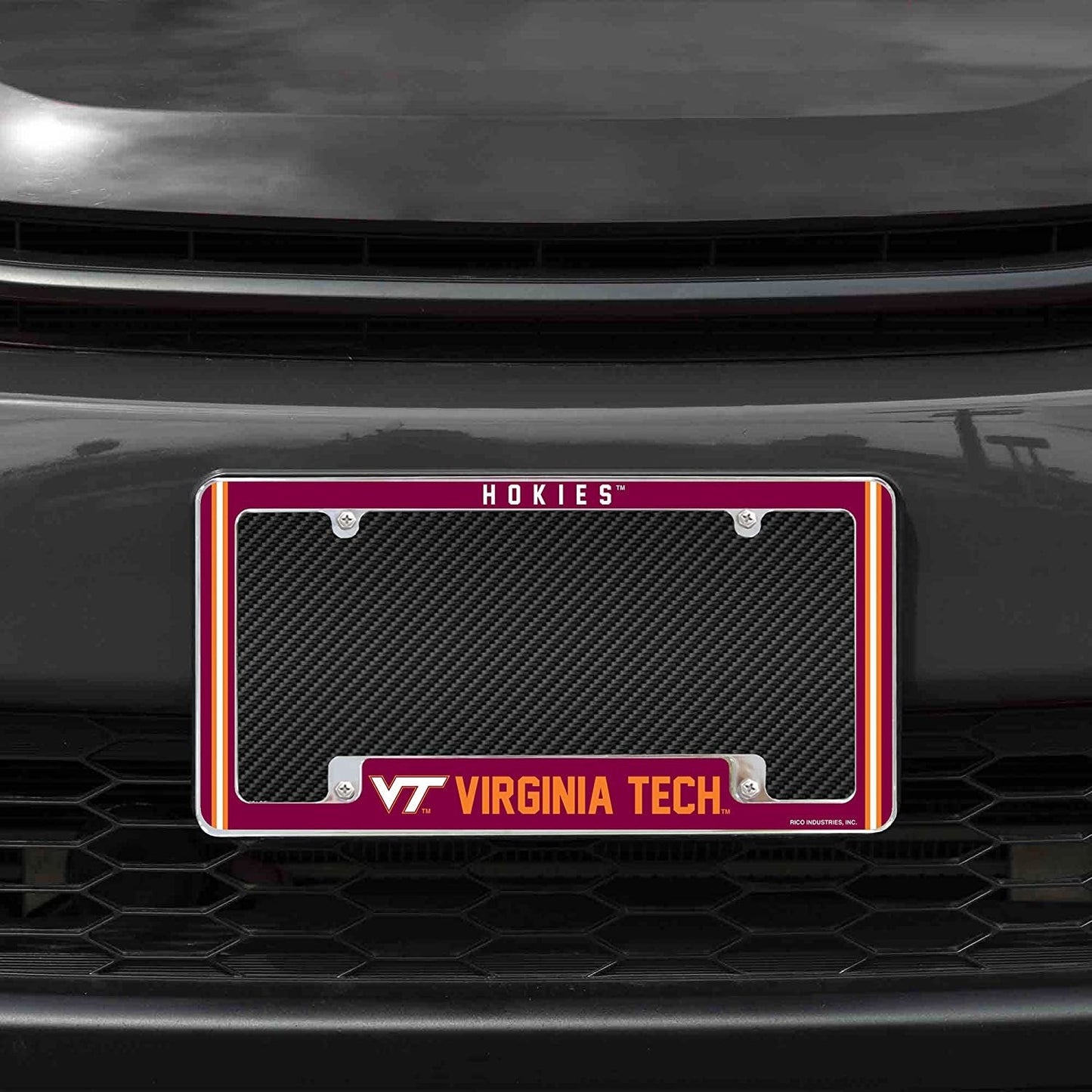Virginia Tech Hokies Metal License Plate Frame Chrome Tag Cover Alternate Design 6x12 Inch