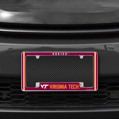 Virginia Tech Hokies Metal License Plate Frame Chrome Tag Cover Alternate Design 6x12 Inch