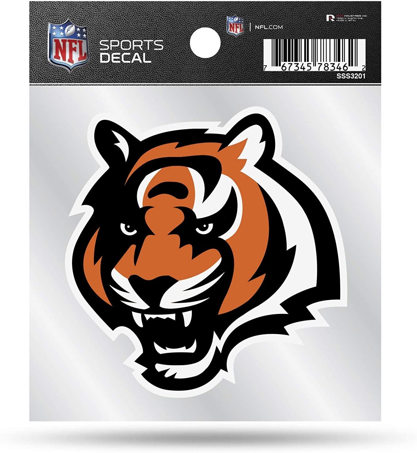 Cincinnati Bengals 4x4 Inch Die Cut Decal Sticker, Primary Logo, Clear Backing