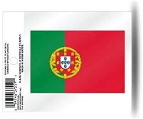 Portugal National Soccer Team World Cup 3 Inch Static Cling, Full Clear Adhesive Backing, Easy Peel and Stick Application, Removable and Reusable, Made in the USA