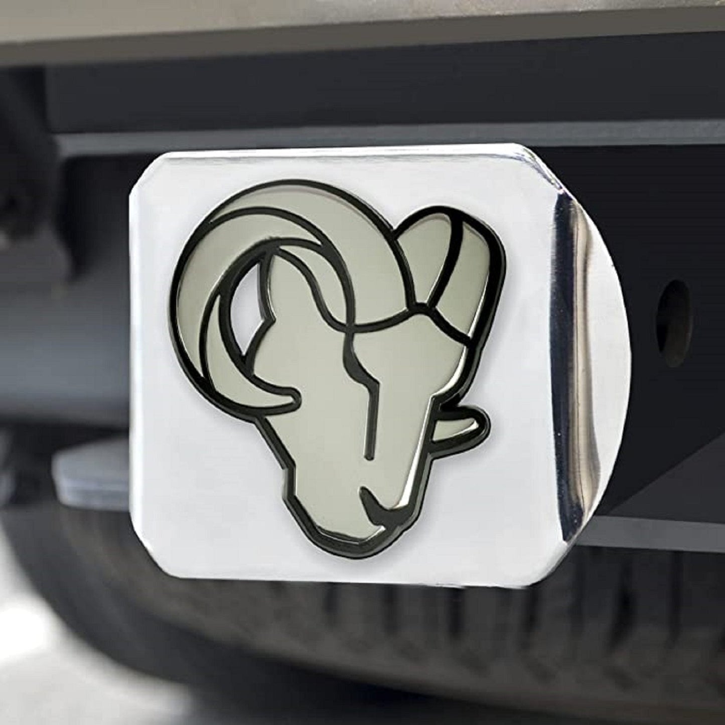 Los Angeles Rams Solid Metal Hitch Cover Chrome Logo 2" Square Type III