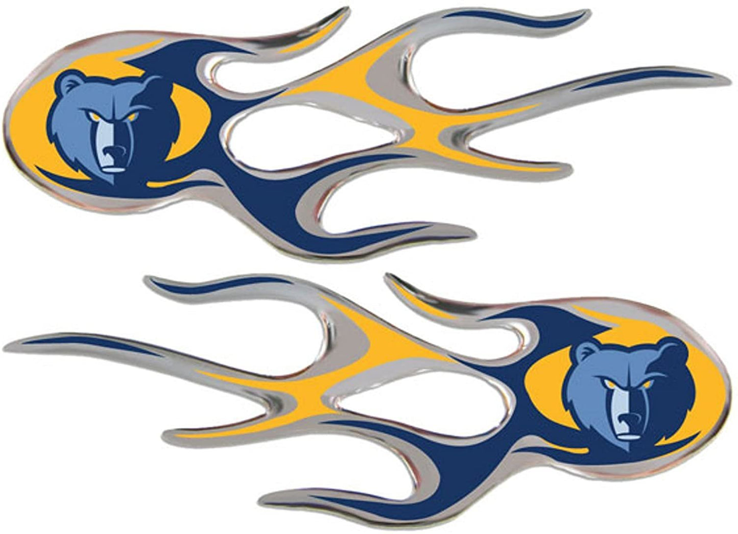 Memphis Grizzlies Pair of Decal Sticker Emblem, Air Puffed Raised, Micro Flame Design, Full Adhesive Backing, 2x5 Inch Each