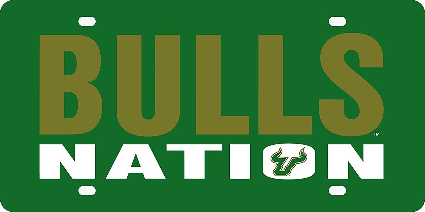 University of South Florida Bulls USF Premium Laser Cut Tag License Plate, Nation, Mirrored Acrylic Inlaid, 6x12 Inch