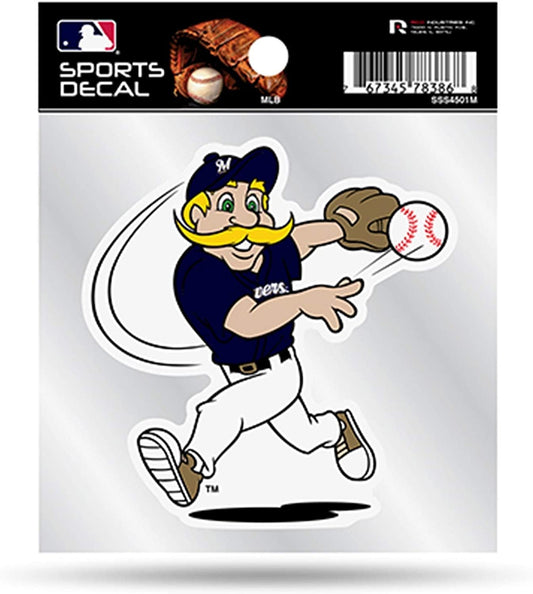 Milwaukee Brewers Mascot Logo Premium 4x4 Decal with Clear Backing Flat Vinyl Auto Home Sticker Baseball