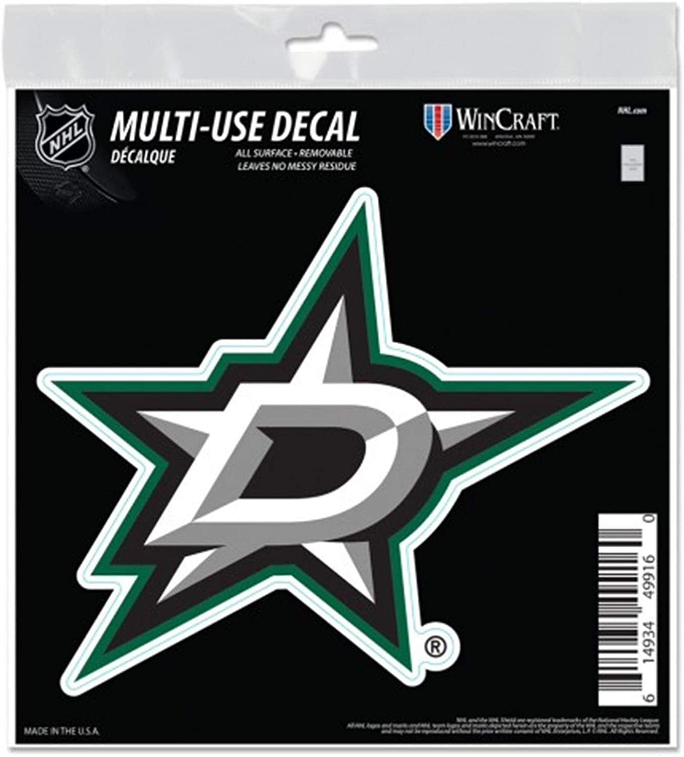 Dallas Stars 6 Inch Decal Sticker, Flat Vinyl, Die Cut, Primary Design, Full Adhesive Backing