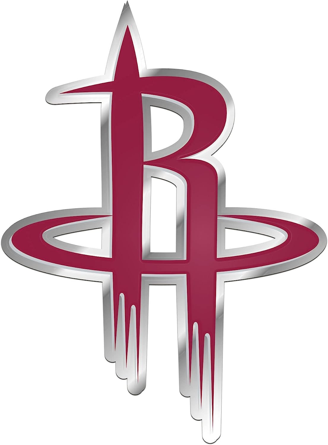 Houston Rockets Embossed Color Auto Emblem Aluminum Metal Raised Decal Sticker Full Adhesive Backing