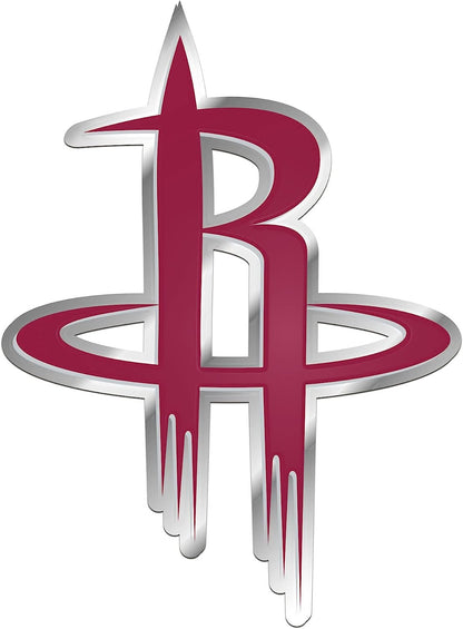 Houston Rockets Embossed Color Auto Emblem Aluminum Metal Raised Decal Sticker Full Adhesive Backing