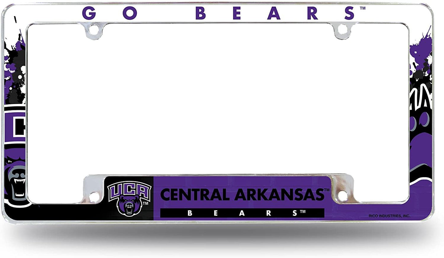 University of Central Arkansas Bears Metal License Plate Frame Tag All Over Design 12x6 Inch