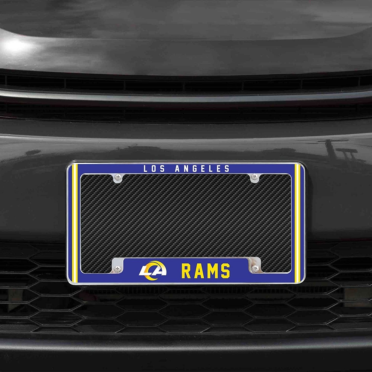 Los Angeles Rams Metal License Plate Frame Chrome Tag Cover Alternate Design 6x12 Inch