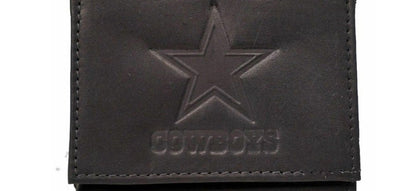 Dallas Cowboys Premium Black Leather Wallet, Trifold, Embossed Laser Engraved