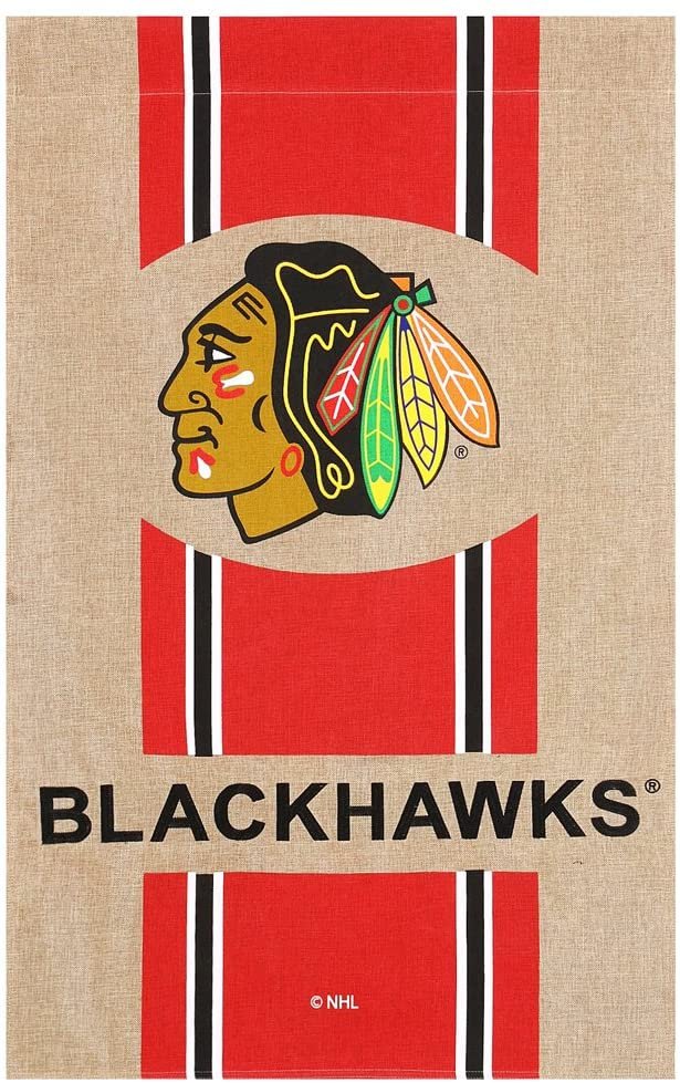 Chicago Blackhawks Premium Double Sided Banner House Flag, Burlap Design, 28x44 Inch