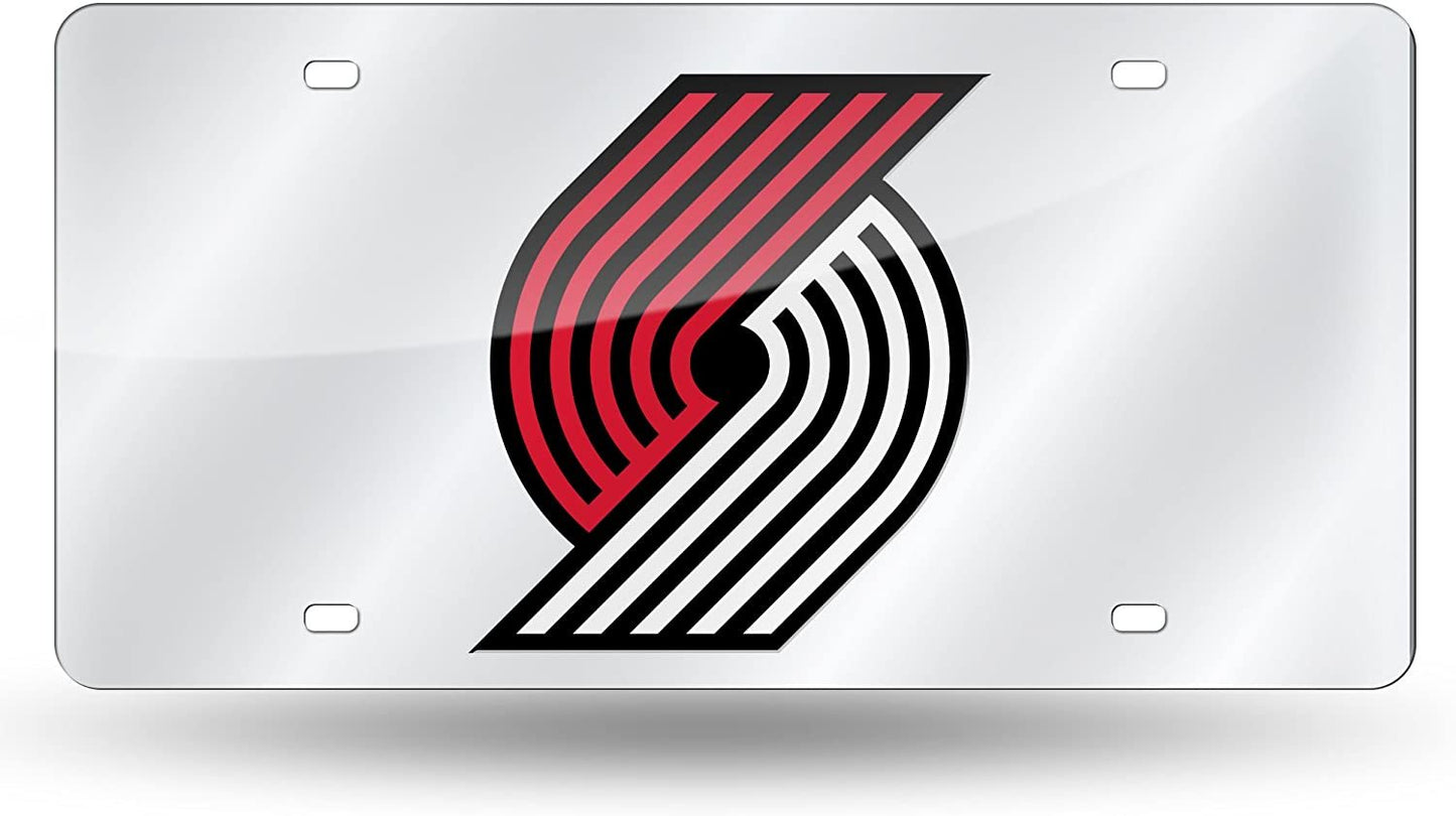 Portland Trail Blazers Premium Laser Cut Tag License Plate, Mirrored Acrylic Inlaid, 12x6 Inch