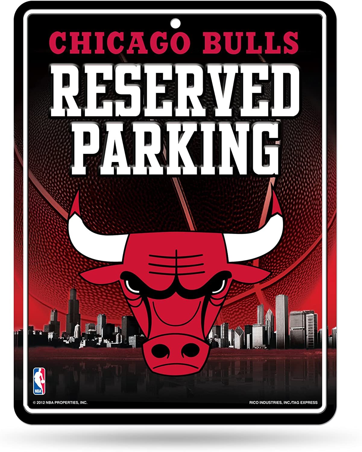 Chicago Bulls Premium Metal Wall Parking Sign, 8.5x11 Inch, Primary Design, Great for Man Cave, Bed Room, Office, Home Decor