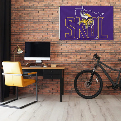 Minnesota Vikings Home State SKOL Design 3x5 Feet Premium Flag Banner with Metal Grommets Outdoor
