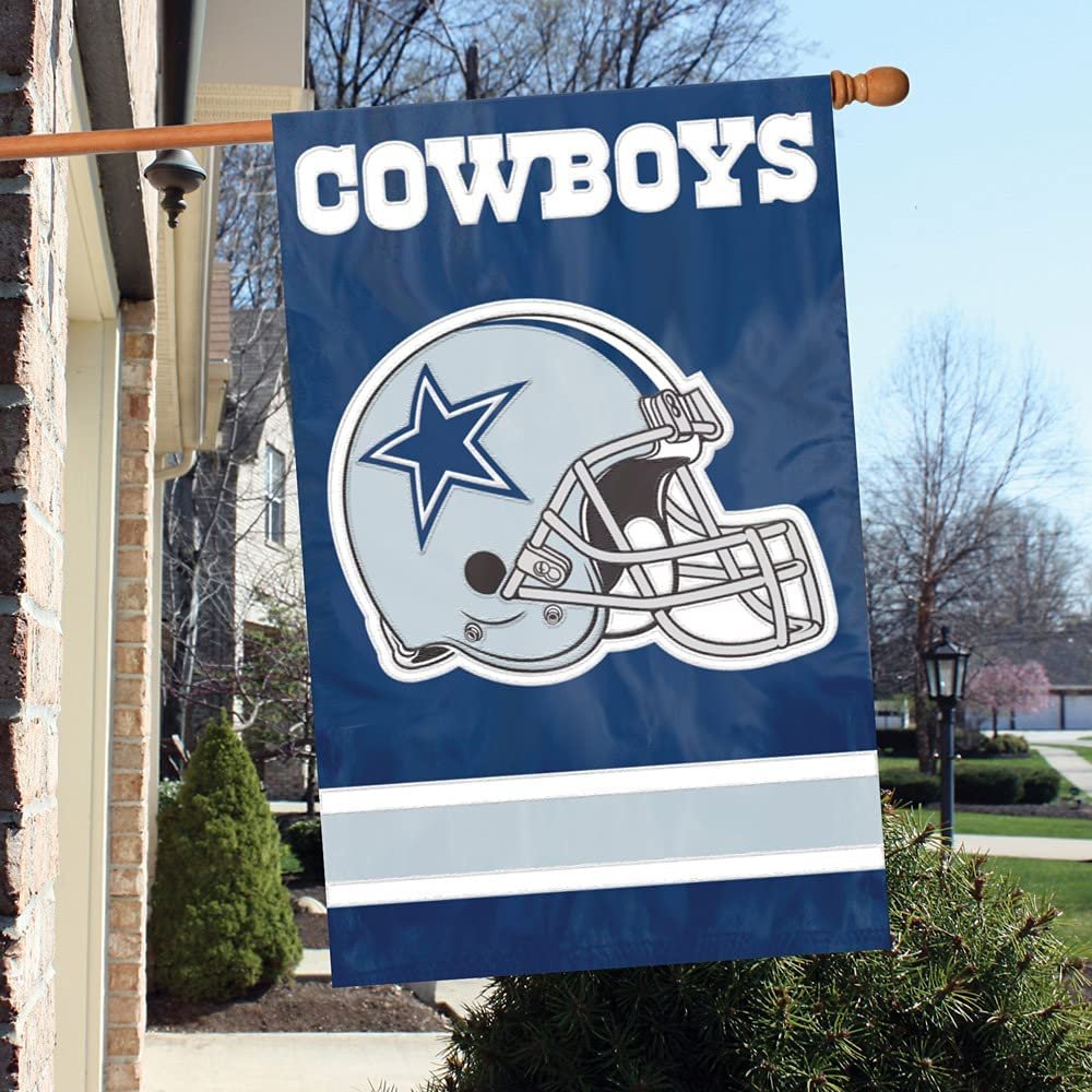 Dallas Cowboys Double Sided Banner Flag Embroidered Applique 44x28 Inch