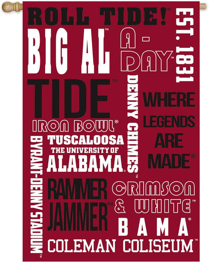University of Alabama Crimson Tide Fan Premium Double Sided Banner Flag, Fan Rules Design, 28 x 44 Inches