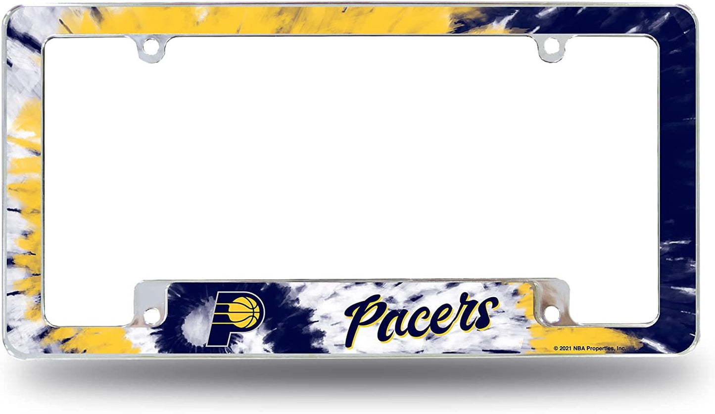 Indiana Pacers Metal License Plate Frame Chrome Tag Cover Tie Dye Design 6x12 Inch
