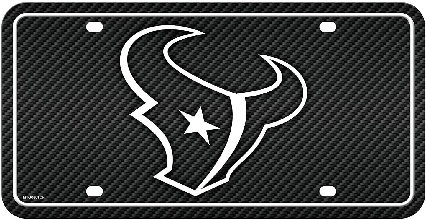 Houston Texans Metal Auto Tag License Plate, Carbon Fiber Design, 6x12 Inch