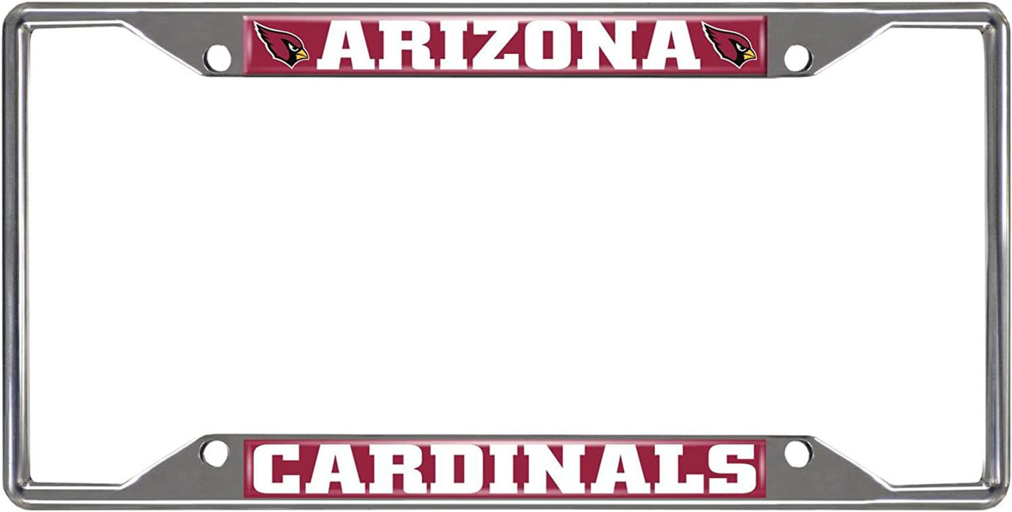 Arizona Cardinals Chrome Metal License Plate Frame Tag Cover 6 x 12 Inch