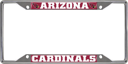 Arizona Cardinals Chrome Metal License Plate Frame Tag Cover 6 x 12 Inch