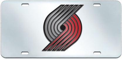 Portland Trail Blazers Premium Laser Cut Tag License Plate, Mirrored Acrylic Inlaid, 6x12 Inch