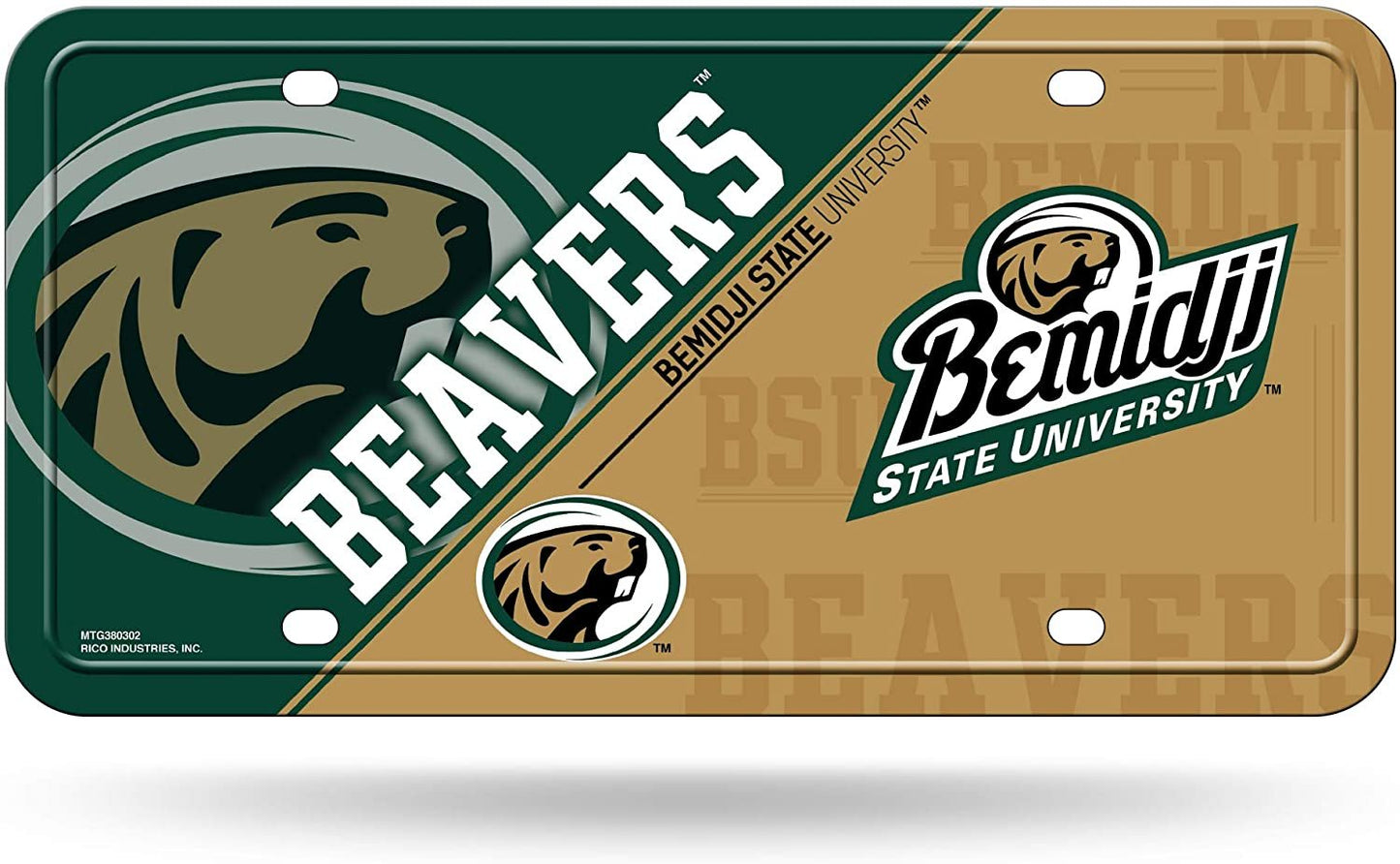 Bemidji State University Beavers Metal Auto Tag License Plate, Split Design, 6x12 Inch