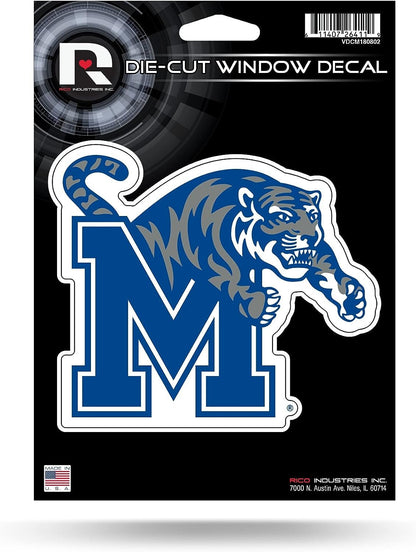 University of Memphis Tigers 5 Inch Die Cut Decal Sticker, Flat Vinyl, Clear Adhesive Backing