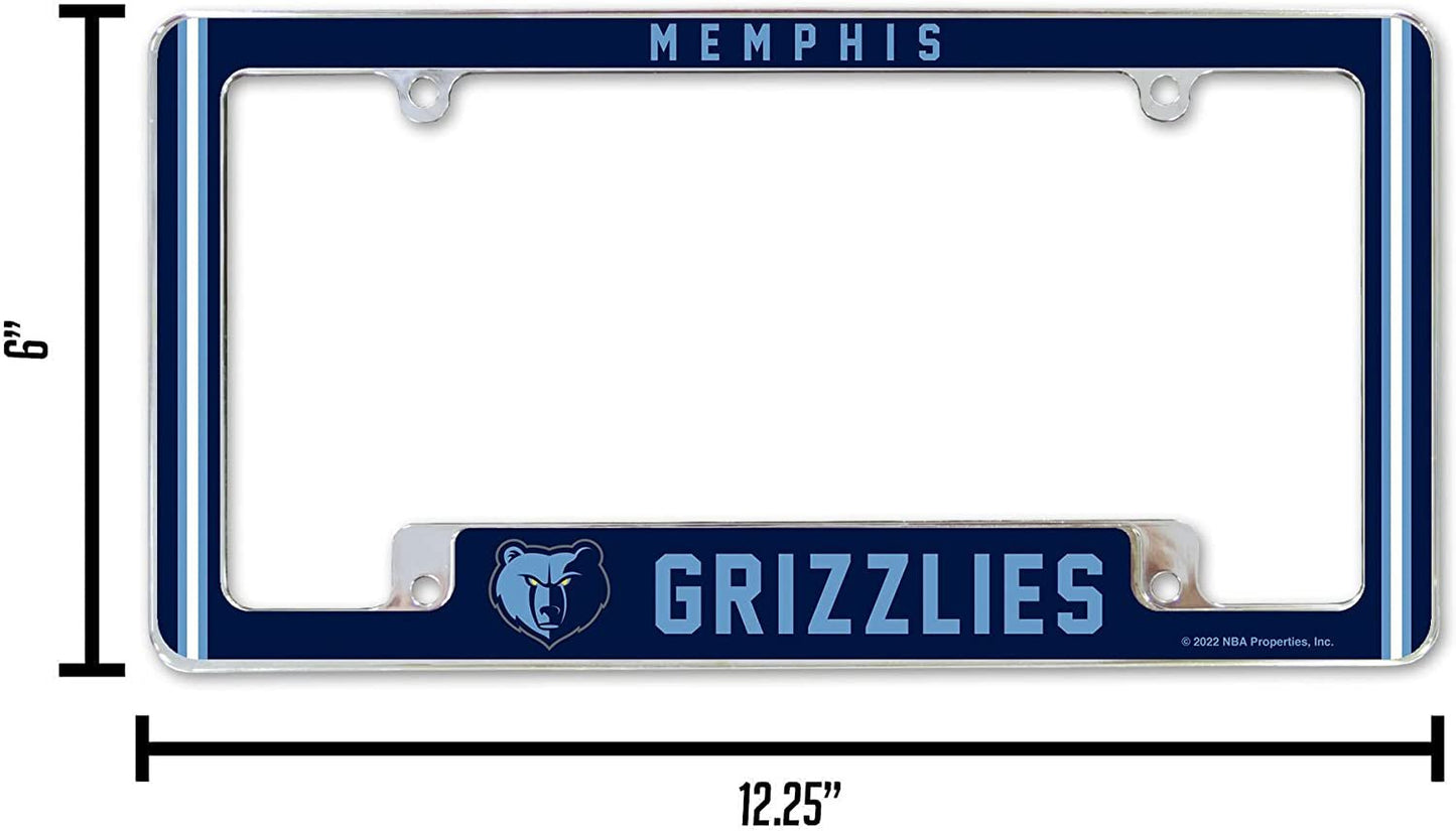 Memphis Grizzlies Metal License Plate Frame Chrome Tag Cover Alternate Design 6x12 Inch
