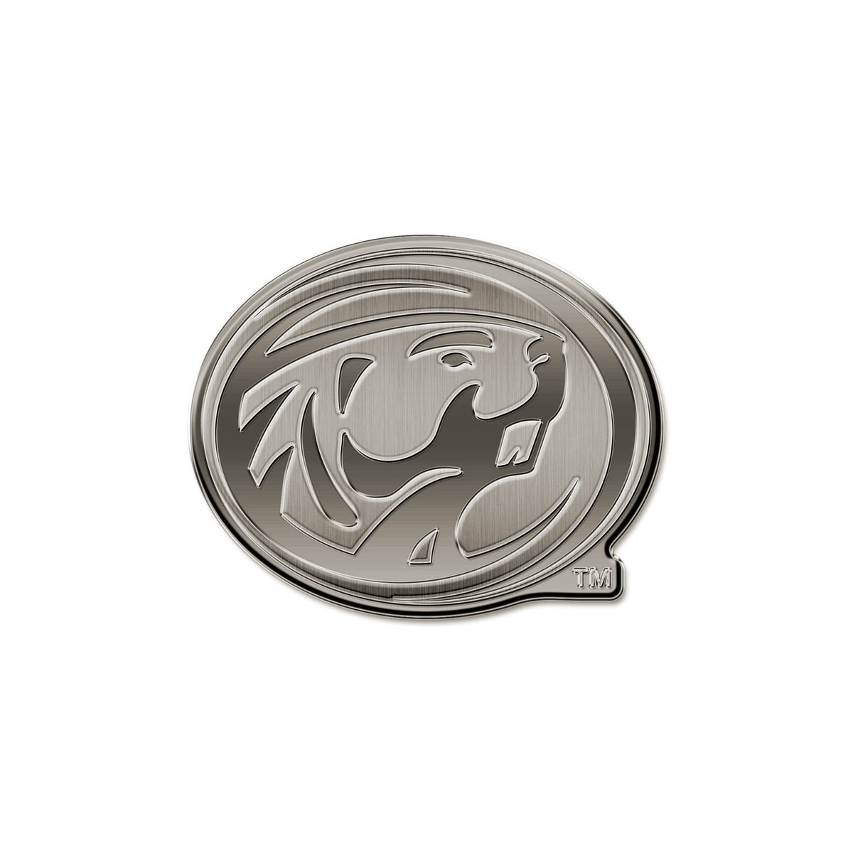 Bemidji State University Beavers Premium Solid Metal Raised Auto Emblem, Antique Nickel Finish, Shape Cut, Adhesive Backing, Size Varies, Officially Licensed