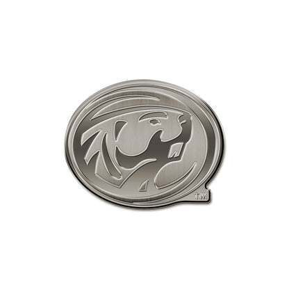 Bemidji State University Beavers Premium Solid Metal Raised Auto Emblem, Antique Nickel Finish, Shape Cut, Adhesive Backing, Size Varies, Officially Licensed