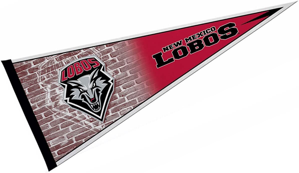 University of New Mexico Lobos Soft Felt Pennant, Primary Design, 12x30 Inch, Easy To Hang