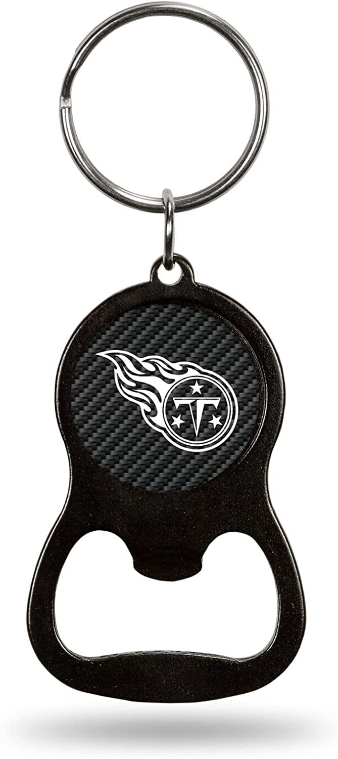 Tennessee Titans Premium Solid Metal Bottle Opener Keychain, Silver Key Ring, Carbon Fiber Design, Officially Licensed