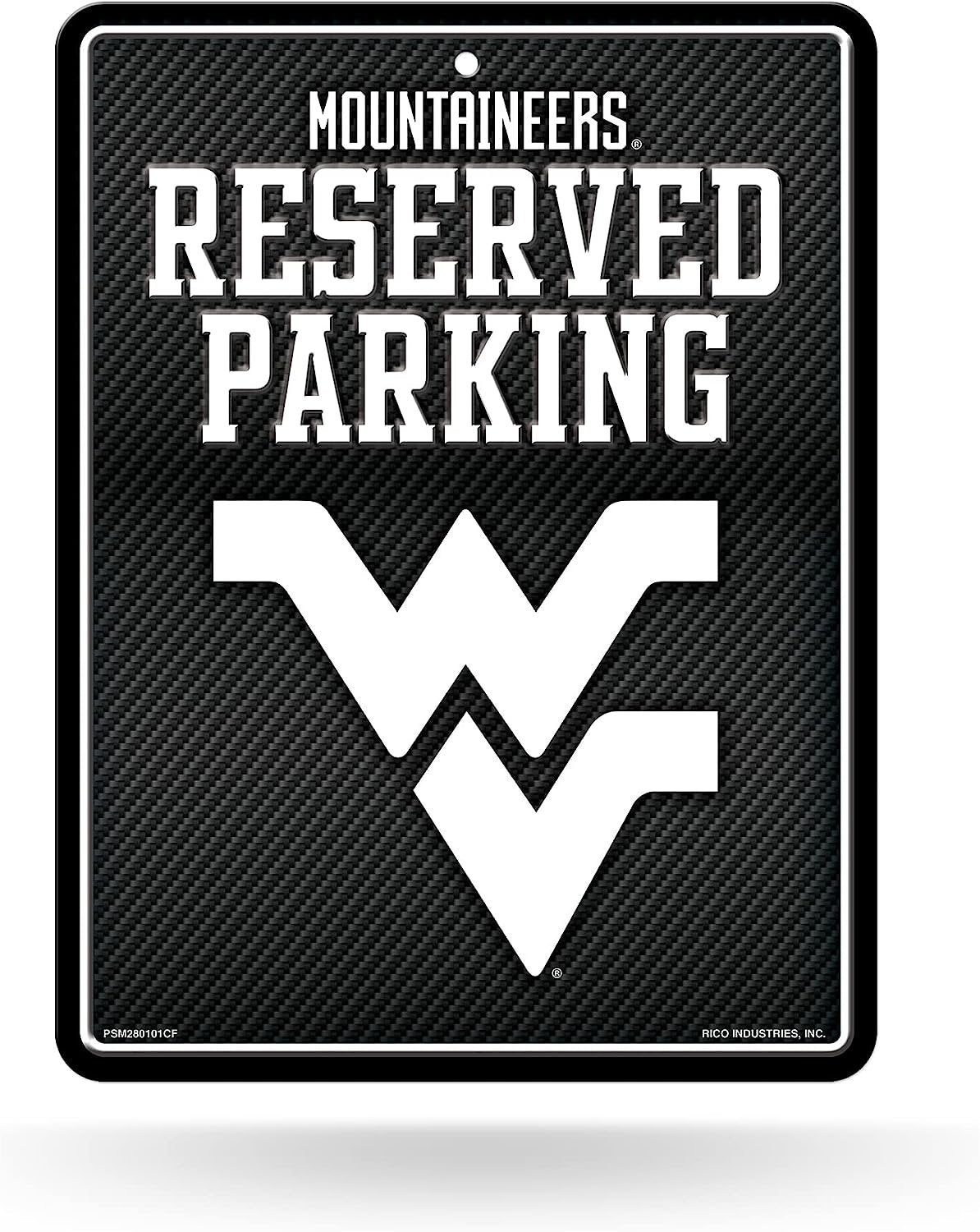 West Virginia University Mountaineers Metal Parking Novelty Wall Sign 8.5 x 11 Inch Carbon Fiber Design