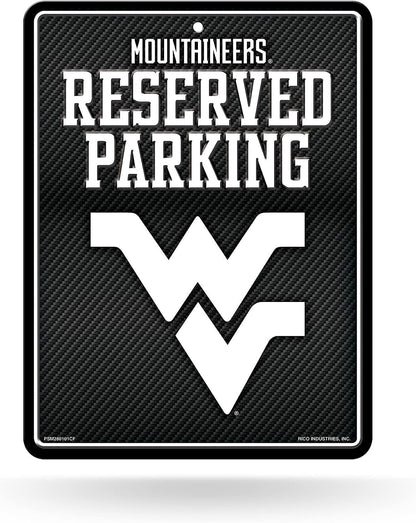 West Virginia University Mountaineers Metal Parking Novelty Wall Sign 8.5 x 11 Inch Carbon Fiber Design