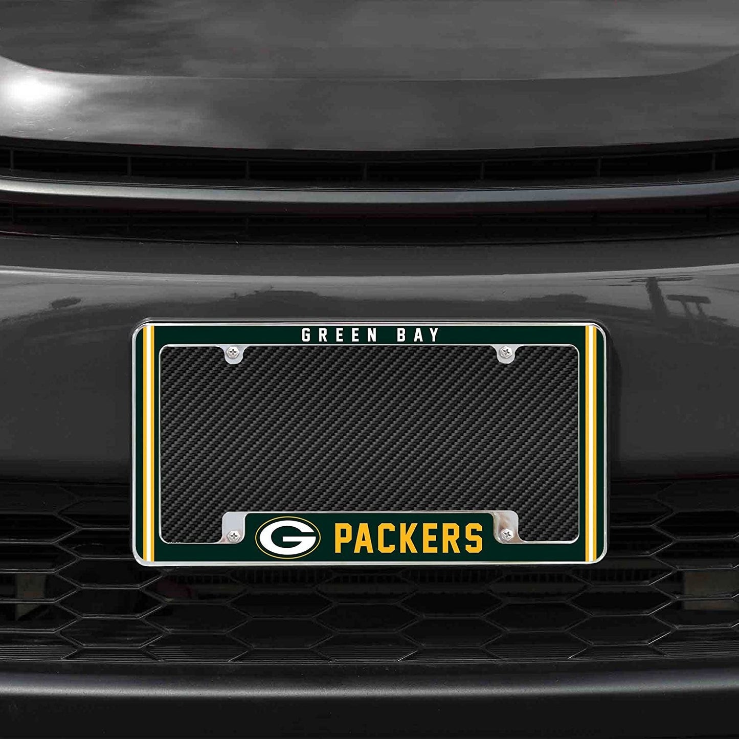 Green Bay Packers Metal License Plate Frame Chrome Tag Cover Alternate Design 6x12 Inch