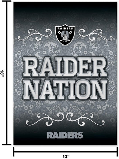 Las Vegas Raiders Premium Double Sided Garden Flag Banner, 13x18 Inch, Display Pole Sold Separately