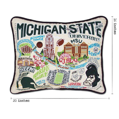 Michigan State University Collegiate Embroidered Pillow by CatStudio