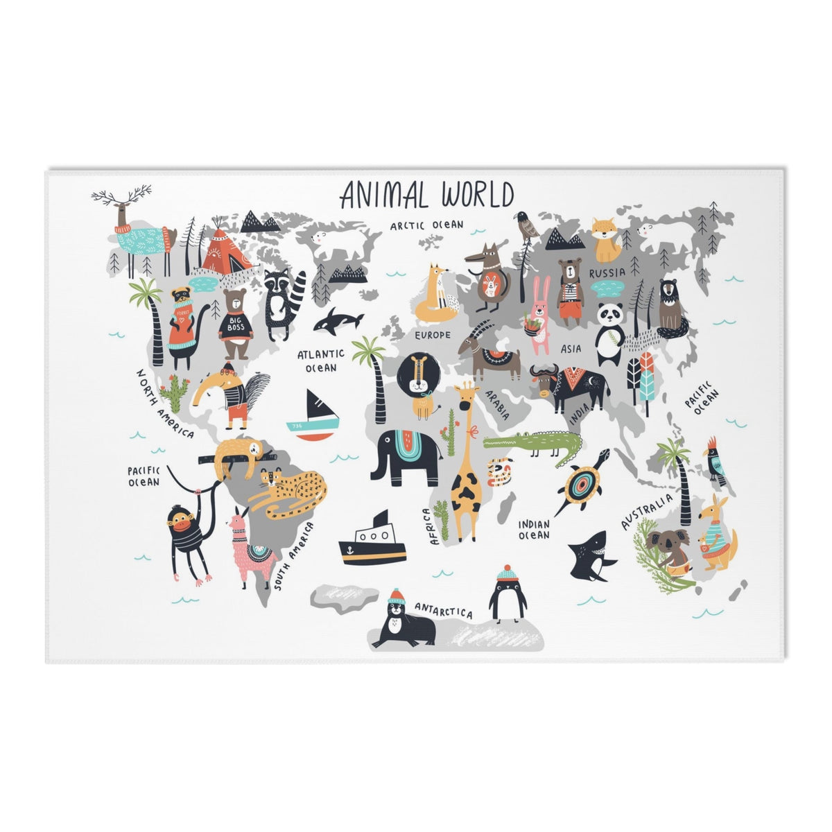 Basketball Court Playroom Rug / World map Area Rug