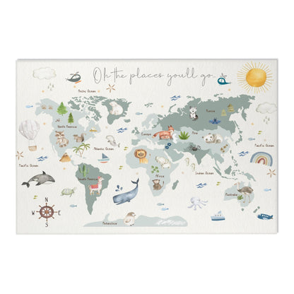 Football Field Playroom Rug / World map Area Rug