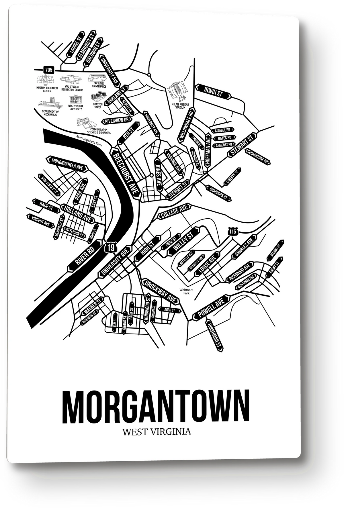 Morgantown, West Virginia street map