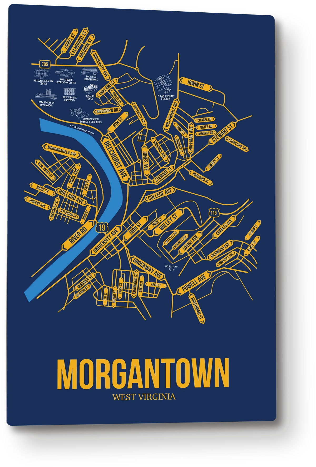 Morgantown, West Virginia street map