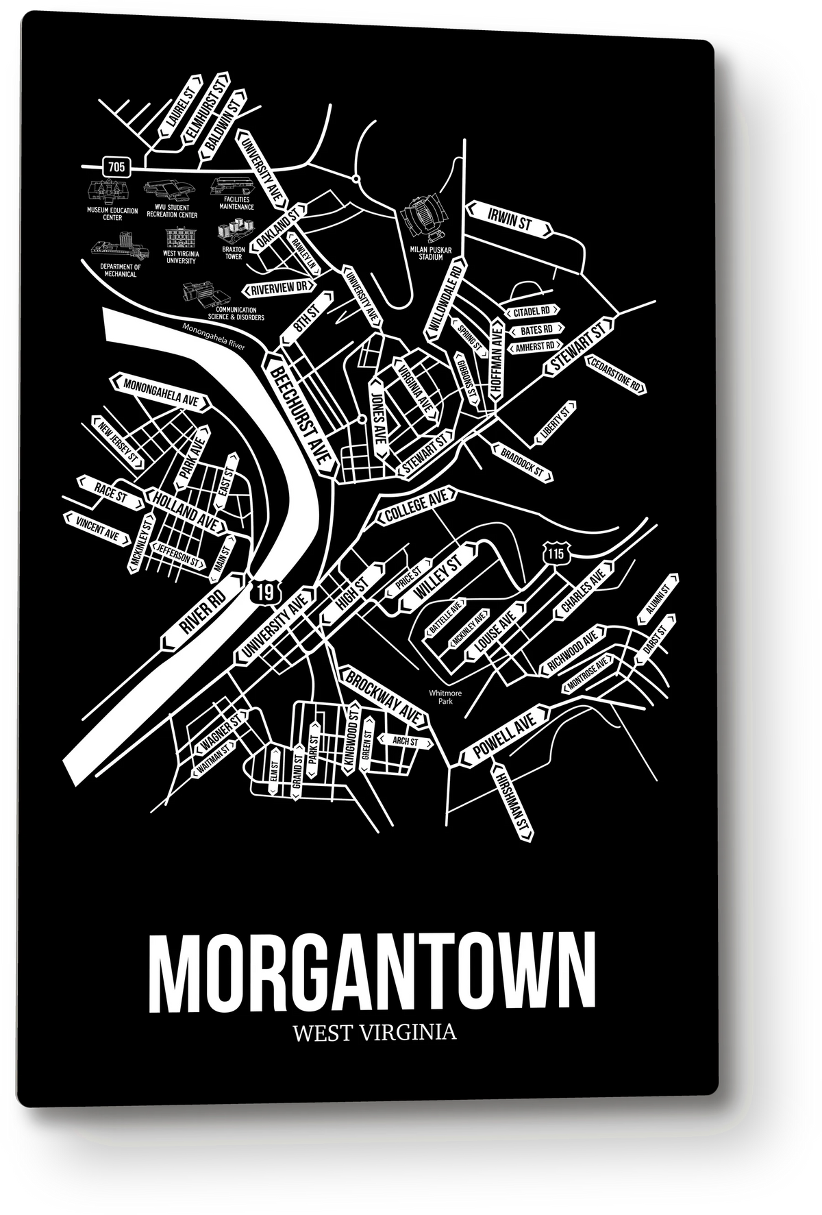 Morgantown, West Virginia street map