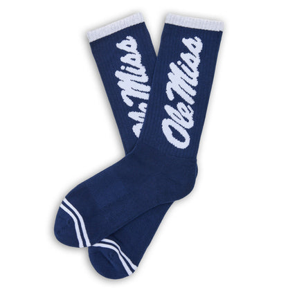 Navy Ole Miss Big Casual Crew Socks