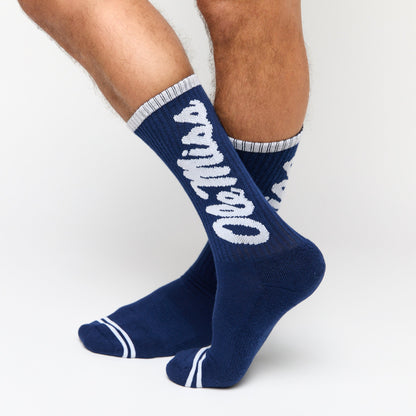 Navy Ole Miss Big Casual Crew Socks