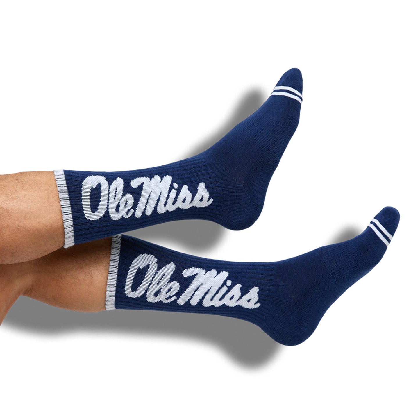 Navy Ole Miss Big Casual Crew Socks