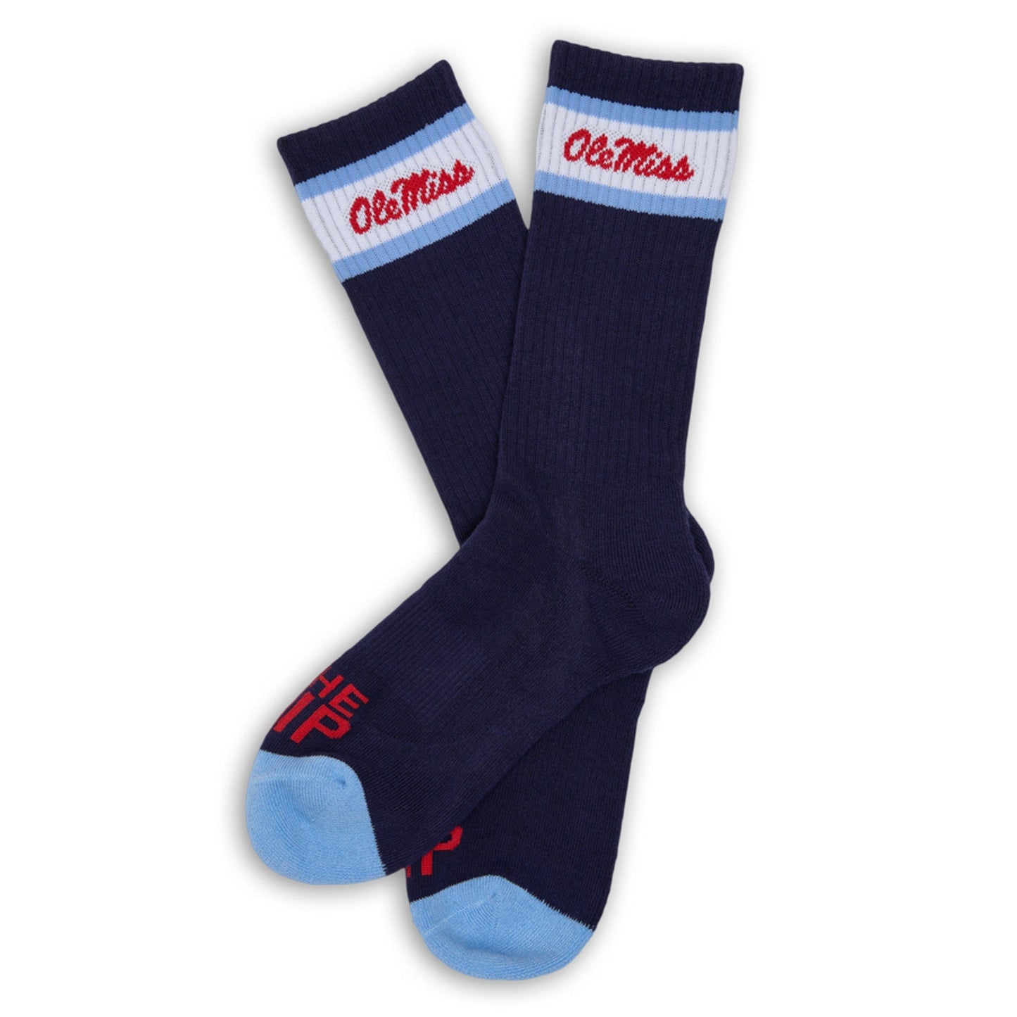 Navy Retro Script Casual Crew Socks