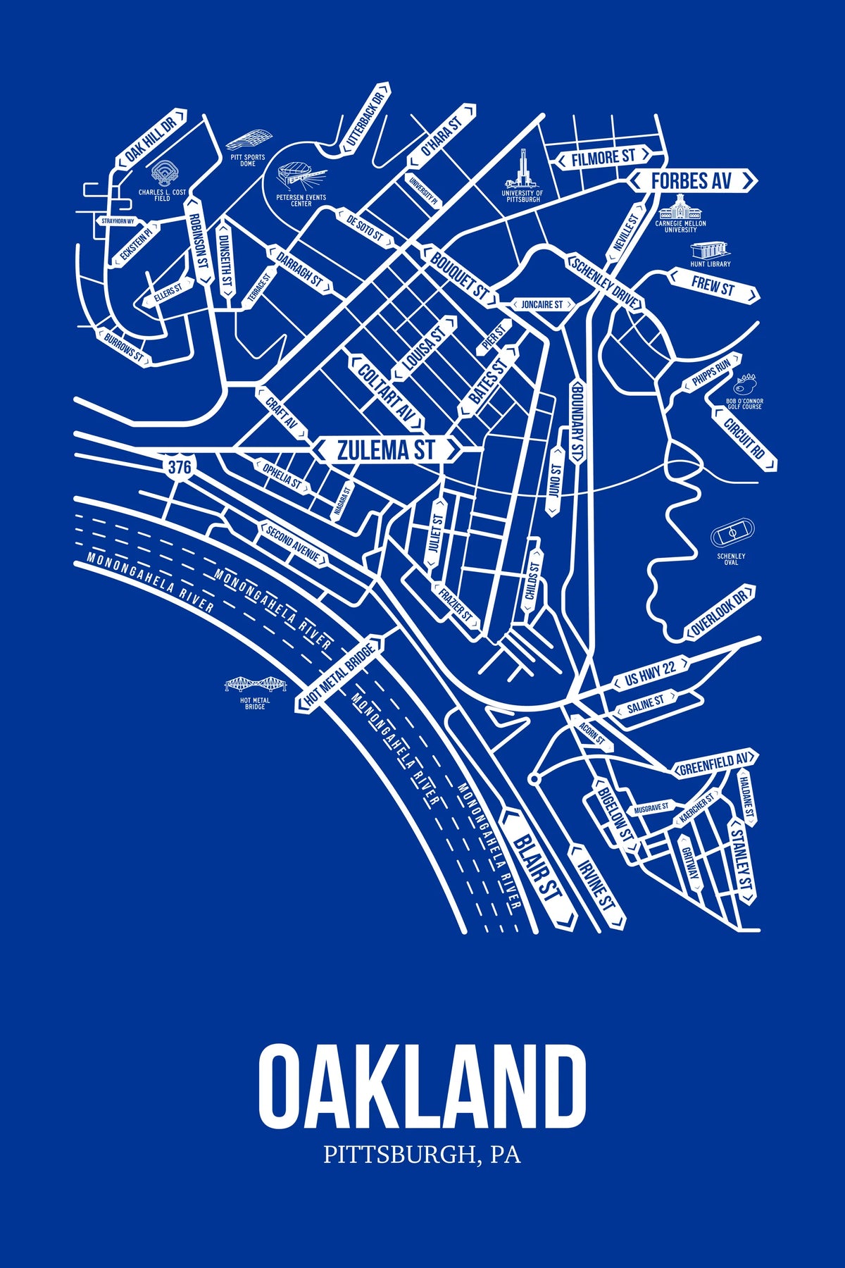 Oakland, Pittsburgh, PA street map
