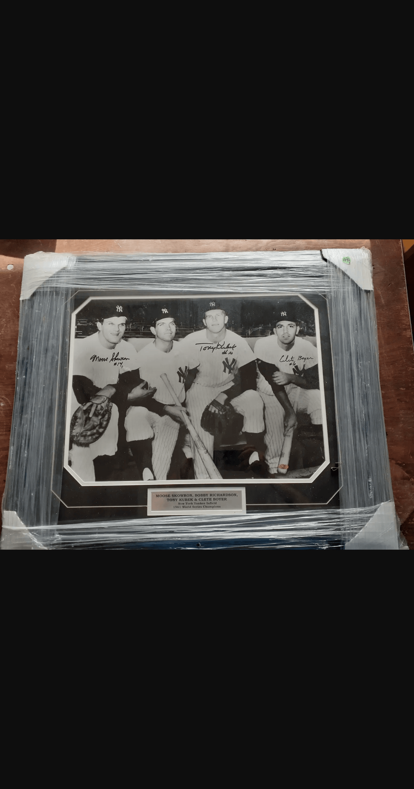 1961 NY Yankees Signed Infield Framed Photo, 3 Signatures (COA)