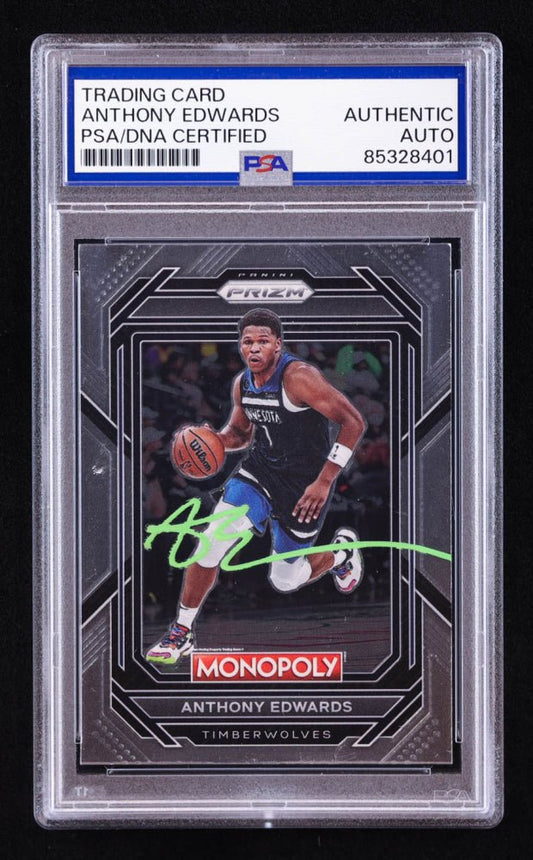 Anthony Edwards Signed 2022-23 Panini Prizm Monopoly #53 (PSA)